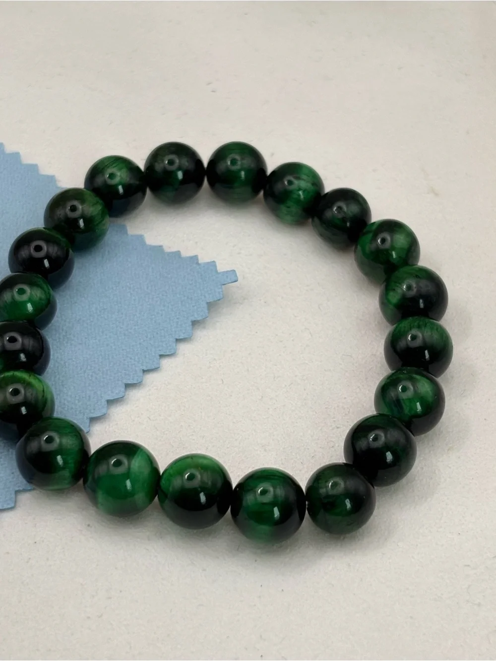 10mm Green Tiger Eye Beaded Stretch Bracelet - Women Jewelry